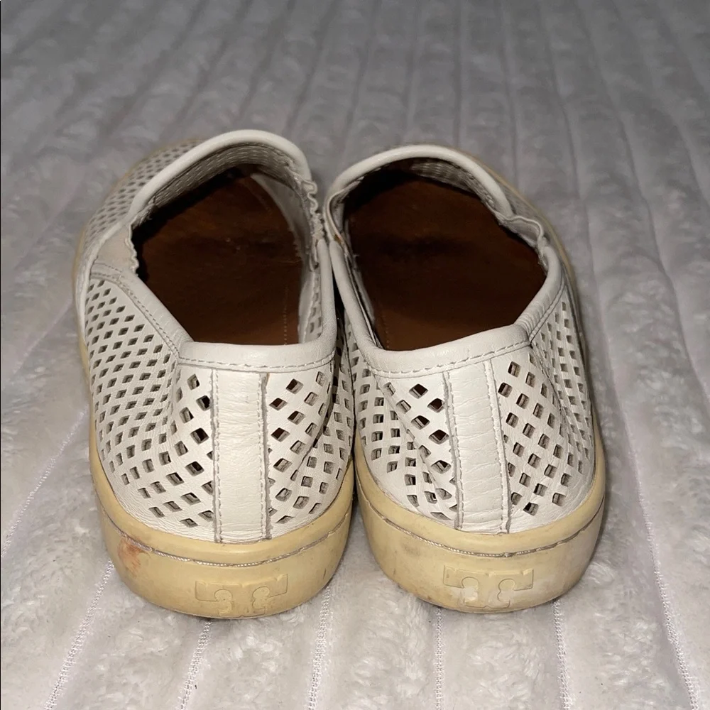 Tory Burch White Perforated Slip-Ons | Size 7.5 Women